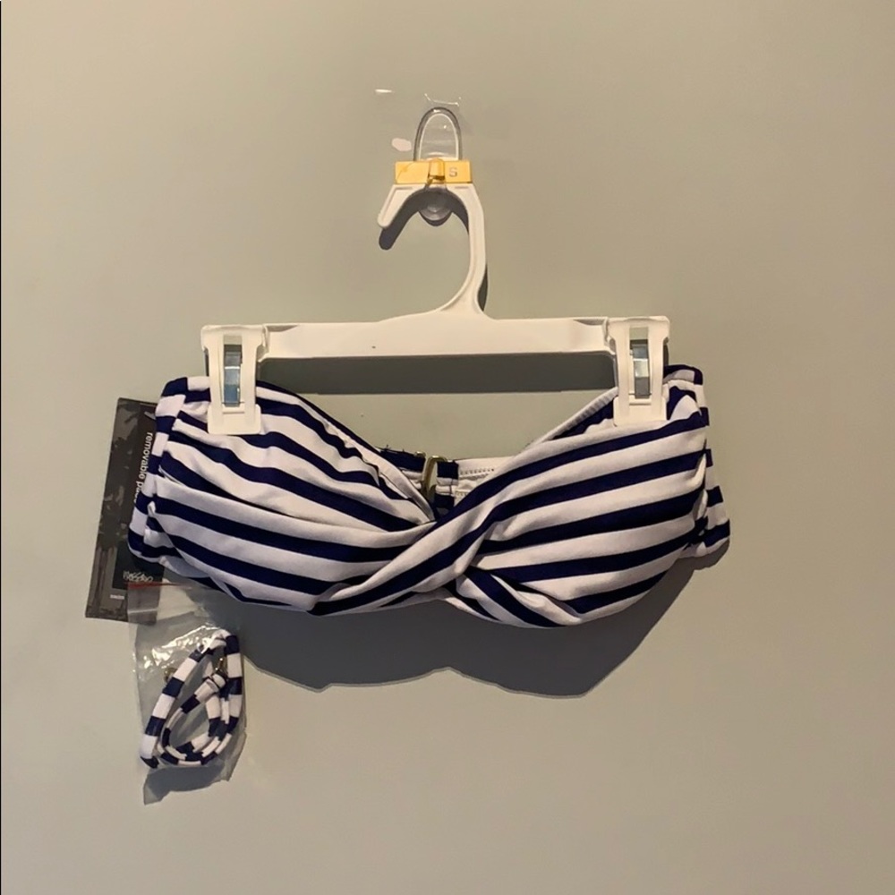 NWT Blue and White Striped Bikini Top